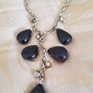 STUNNING Blue Goldstone &Pyrite Necklace. Promotes Calm & Focus, Fame & Success